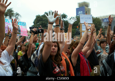 -Demonstration 15M Bewegung-Barcelona, spanische Revolution. Stockfoto