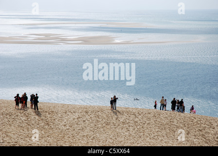 Blick von der Düne von Pilat (aka Düne von Pyla) von d ' Arcachon, Frankreich, die größte Sanddüne Europas: 107 m hoch und 3 km lang. Stockfoto