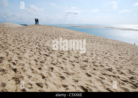 Blick von der Düne von Pilat (aka Düne von Pyla) von d ' Arcachon, Frankreich, die größte Sanddüne Europas: 107 m hoch und 3 km lang. Stockfoto