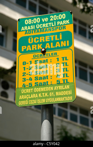 Parkgebühren, Adiyaman, Türkei Stockfoto