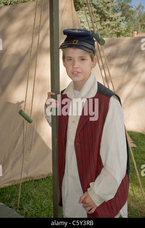 Ein Bürgerkrieg Soldat-junge an der Fort Stanton Live Reenactment, Fort Stanton Leben, Lincoln County, New Mexico. Stockfoto