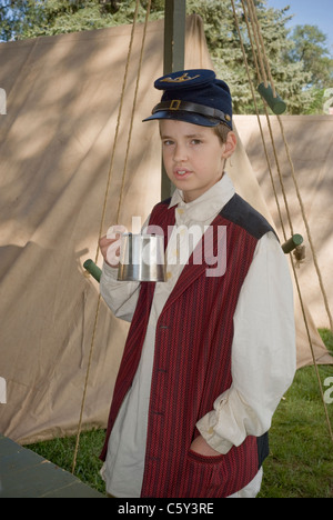 Ein Bürgerkrieg Soldat-junge an der Fort Stanton Live Reenactment, Fort Stanton Leben, Lincoln County, New Mexico. Stockfoto