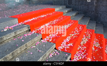 Treppe mit rotem Teppich Stockfoto