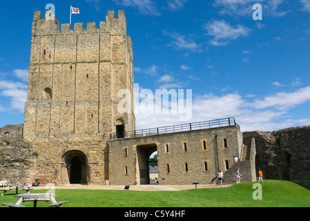 Der Donjon von historischen Richmond Castle North Yorkshire Stockfoto
