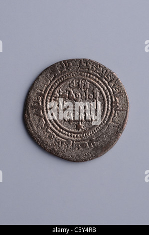 Fleece-Silber Dirham Al Mamun in "Burgo de Santiuste Museum"-Spanien Stockfoto