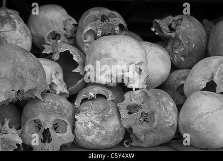 Schädel der Khmer rouge Opfer Cheung Ek, Phnom Penh, Kambodscha Stockfoto