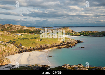 Strände und Küstenlandschaften in Achmelvich, Assynt, Sutherland, Highland, Schottland, Vereinigtes Königreich Stockfoto