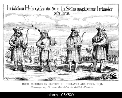 Irische Soldaten im Dienst von Gustavus Adolphus, König von Schweden, 1631; Schwarz und weiß-Abbildung; Stockfoto
