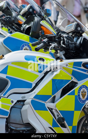 Polizei-Motorräder. UK Stockfoto