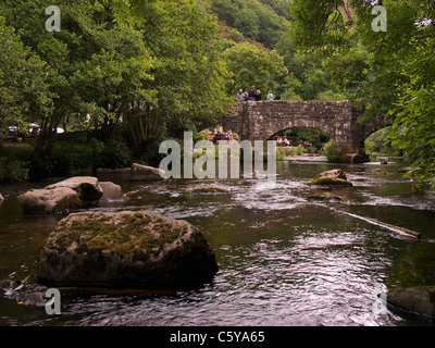 Fingle Bridge über den Fluß Teign Devon England UK Stockfoto