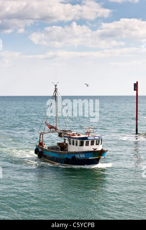 Angelboot/Fischerboot nach Hause nach Angeltour Stockfoto