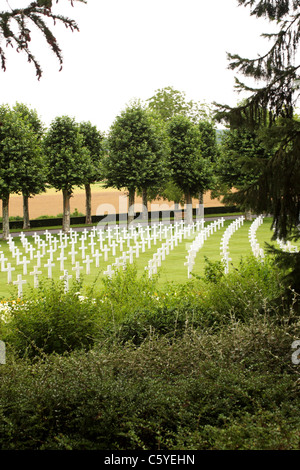 Die geschwungenen Reihen von Gräbern an der Aisne-Marne amerikanischen Friedhof Belleau Nr Chateau Thierry France Stockfoto