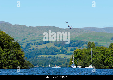 WINDERMERE, ENGLAND, Vereinigtes Königreich - 24 Juli: Schlacht von Britiain Memorial Flight am Lake Windermere am 24. Juli 2011 in Windermere, England Stockfoto