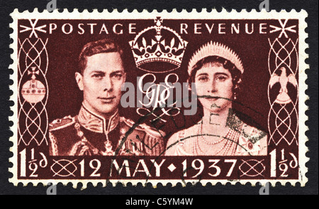 Britische 1½d Briefmarke herausgegeben 13. Mai 1937 anlässlich der Krönung von König George VI Stockfoto