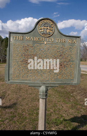 DER MARSCH ZUM MEER. Nach der Zerstörung von Atlanta, Generalmajor W. Sherman, begann seine Kampagne für Savannah. Stockfoto