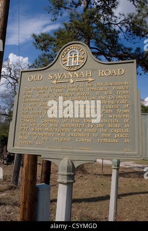 ALTEN SAVANNAH ROAD. Autobahn überqueren hier ist alte Savannah Road, eines der frühesten Fahrzeugverkehr Routen westlich von Ogeechee Fluß. Stockfoto