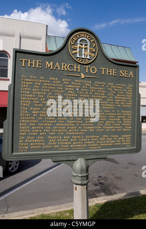 DER MARSCH ZUM MEER. Nach der Zerstörung von Atlanta, Generalmajor W. Sherman, begann seine Kampagne für Savannah. Stockfoto