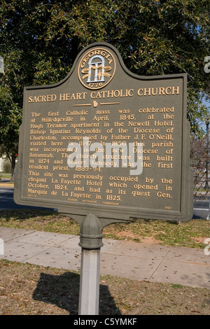 SACRED HEART CATHOLIC CHURCH. Im April 1845 wurde die erste katholische Messe in Milledgeville gefeiert. Stockfoto