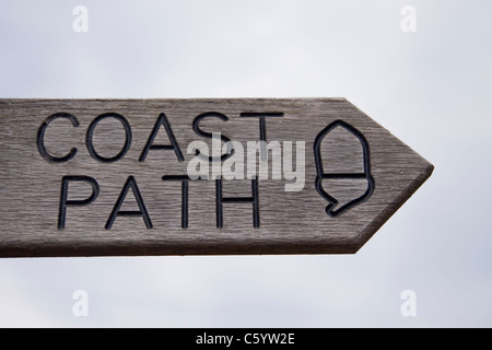 Süd-west Küste Weg Zeichen. Stockfoto