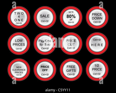 Niedrige Preise - Strg + S! Knöpfe-set Stockfoto