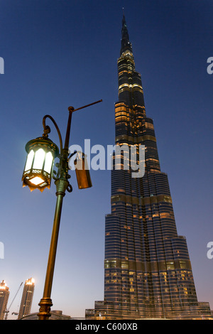 Burj Khalifa, dem höchsten Skycraper in der Welt, der 828 Meter, Burj Dubai, Dubai, Vereinigte Arabische Emirate Stockfoto