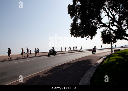 Promenade des Anglais, direkt am Meer, Nizza, Frankreich Stockfoto