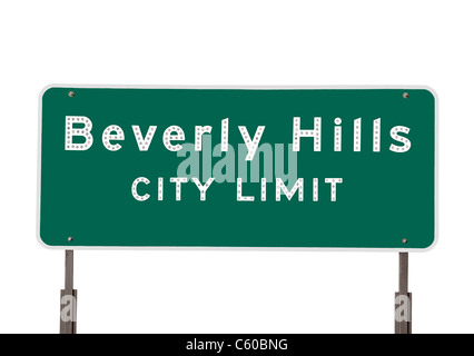 Beverly Hills Stadt begrenzt Zeichen isoliert auf weiss. Stockfoto
