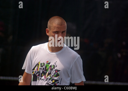 Mikhail Youzhny während einer Übung beim 2011 Rogers Cup in Montreal, Quebec, Kanada Stockfoto