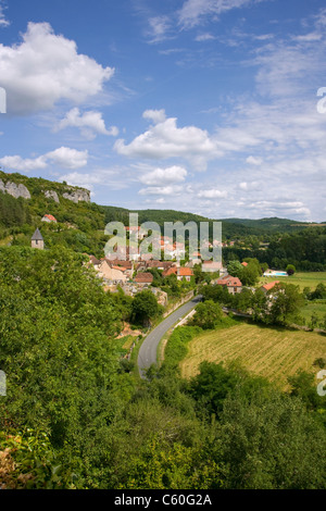 Ansicht der ländlichen St Sulpice Dorf im Cele-tal, Lot, Frankreich Stockfoto