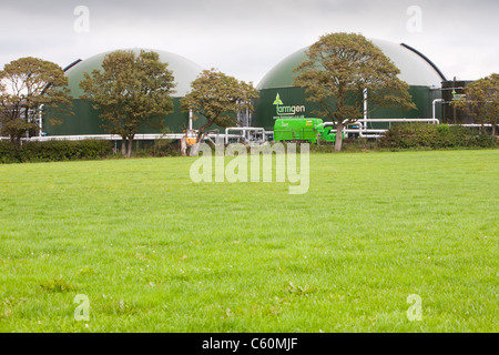 Ein Farmgen Biogasanlage produziert Strom aus Bio-Methan in der Nähe von Warton, Lancashire, UK. Stockfoto