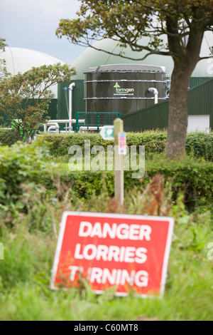 Ein Farmgen Biogasanlage produziert Strom aus Bio-Methan in der Nähe von Warton, Lancashire, UK. Stockfoto