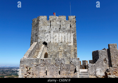 Der Bergfried der Burg von Palmela, Portugal. Stockfoto