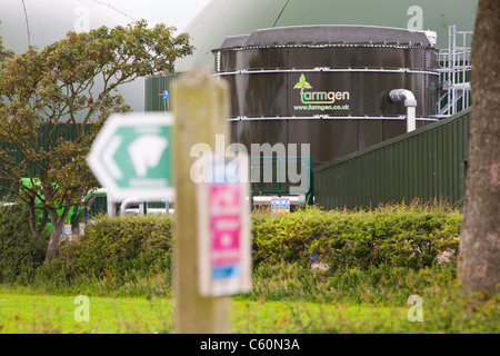 Ein Farmgen Biogasanlage produziert Strom aus Bio-Methan in der Nähe von Warton, Lancashire, UK. Stockfoto
