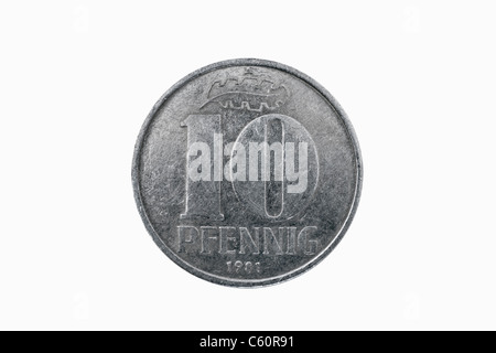 Detailansicht Einer 10 Pfennig Münze aus der DDR aus Dem Jahr 1981 | Detail-Foto einer 10 Pfennig-Münze der DDR aus dem Jahr 1981 Stockfoto