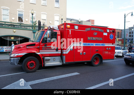 Feuerwehr von Memphis Rettungssanitäter Rettungswagen Tennessee USA Amerika usa Stockfoto