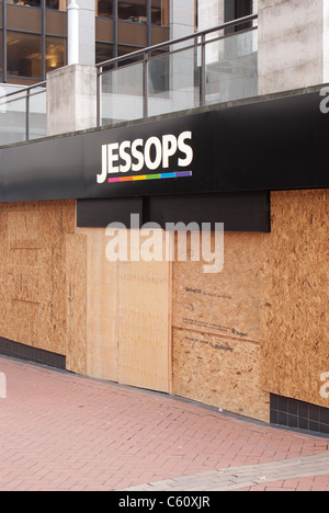 Jessops vernagelt nach den Unruhen im Stadtzentrum von Birmingham Stockfoto