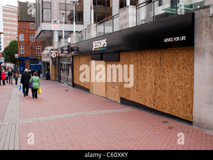 Jessops vernagelt nach den Unruhen im Stadtzentrum von Birmingham Stockfoto