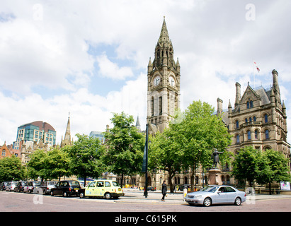 Rathaus von Manchester, Manchester, England. Der Stadtrat viktorianischen gotischen Rathaus gesehen über Albert Square Stockfoto
