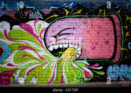 Salbei Graffiti Gebäudewand, Gateshead, England Stockfoto