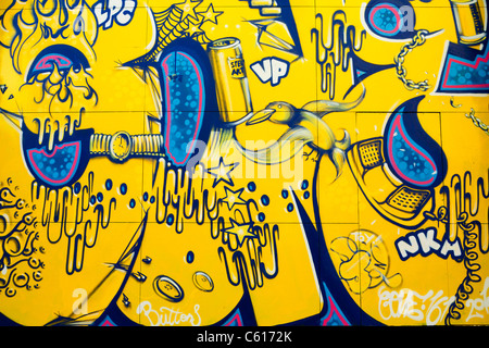 Salbei Graffiti Gebäudewand, Gateshead, England Stockfoto