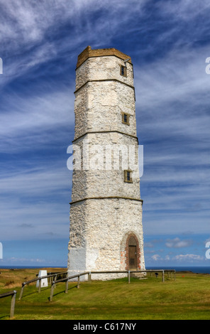 Der alte Leuchtturm von Flamborough Head Stockfoto