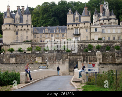 Chateau de Ussé im Loire-Tal entlang des Indre-Flusses. Frankreich Stockfoto