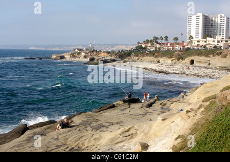 Die Strände und Bergrücken entlang Küste Boulevard in La Jolla, Kalifornien Stockfoto