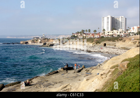 Die Strände und Bergrücken entlang Küste Boulevard in La Jolla, Kalifornien Stockfoto