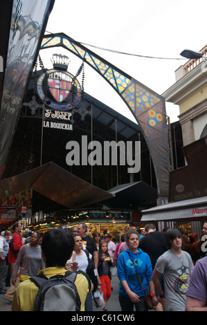 Eingang zum Mercat De La Boqueria Stockfoto