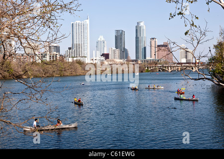 Lady Bird Lake, Austin Skyline der Stadt. Stockfoto