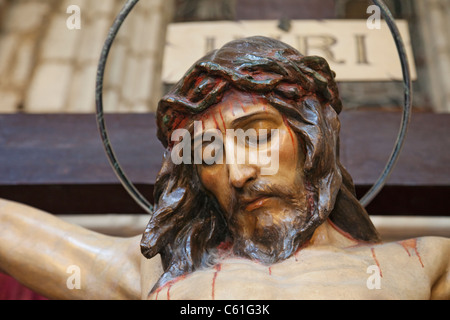 Spanien, Barcelona, Barcelona Kathedrale, der Kreuzgang Jesus Christus am Kreuz Stockfoto