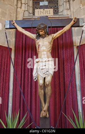 Spanien, Barcelona, Barcelona Kathedrale, der Kreuzgang Jesus Christus am Kreuz Stockfoto