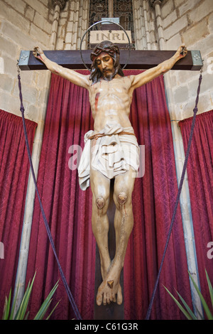 Spanien, Barcelona, Barcelona Kathedrale, der Kreuzgang Jesus Christus am Kreuz Stockfoto