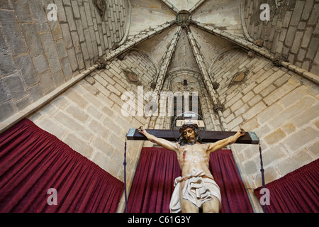 Spanien, Barcelona, Barcelona Kathedrale, der Kreuzgang Jesus Christus am Kreuz Stockfoto